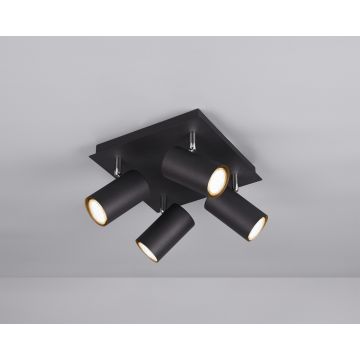 Plafoniera Marley, TRIO, 24x24x15 cm, 35W, 4x GU10, metal, negru mat