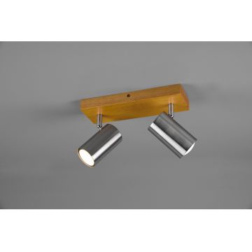Plafoniera Marley, TRIO, 26x9x16 cm, 35W, 2x GU10, metal, argintiu mat/natur