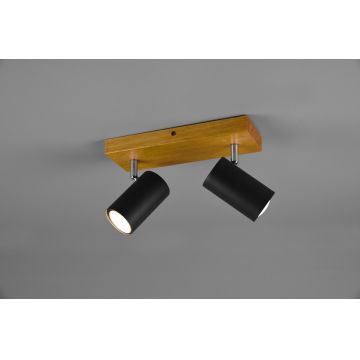 Plafoniera Marley, TRIO, 26x9x16 cm, 35W, 2x GU10, metal, negru mat/natur