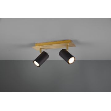 Plafoniera Marley, TRIO, 30x9x15 cm, 35W, 2x GU10, metal, negru/auriu