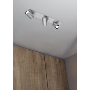 Plafoniera Marley, TRIO, 48x9x15 cm, 35W, 3x GU10, metal, argintiu mat