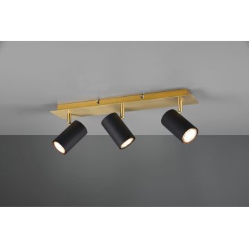 Plafoniera Marley, TRIO, 48x9x15 cm, 35W, 3x GU10, metal, negru/auriu