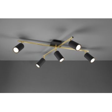 Plafoniera Marley, TRIO, 77.4x57.4x22.4 cm, 35W, 5x GU10, metal, negru/auriu