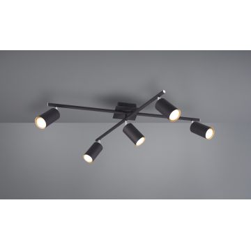 Plafoniera Marley, TRIO, 77.4x57.4x22.4 cm, 35W, 5x GU10, metal, negru mat