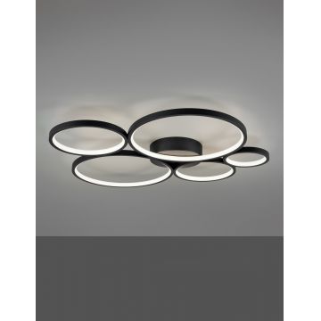 Plafoniera Rondo, TRIO, 59x53x5.5 cm, 49W, 1x SMD, metal, negru mat