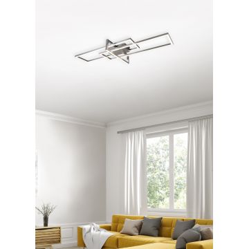 Plafoniera Salinas, TRIO, 100x40x11.5 cm, 34W, 1x SMD, metal, argintiu mat