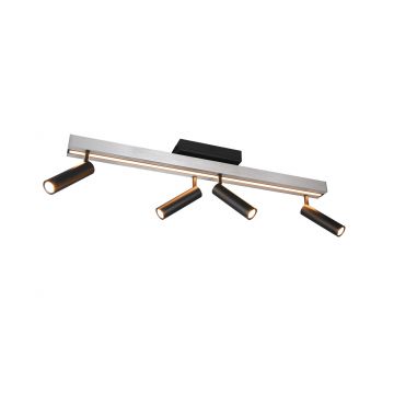 Plafoniera Zeno, TRIO, 133x8.5x15 cm, 5.5W, 12W, 4x SMD, 1x SMD, metal, argintiu lucios/negru
