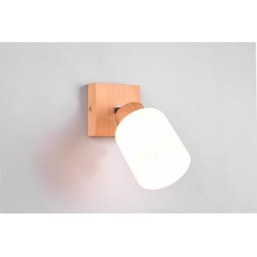 Aplica de perete Assam, RL, 10x10x21 cm, 25W, 1x E14, lemn, natur/alb