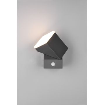 Aplica de perete pentru exterior cu senzor Avon, TRIO, 9x16 cm, 7W, 1x SMD LED, aluminiu turnat, antracit