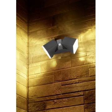 Aplica de perete pentru exterior cu senzor Avon, TRIO, 9x28 cm, 7W, 2x SMD LED, aluminiu turnat, antracit