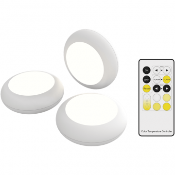 Calex Spoturi LED Calex Spot On pentru interior, Wireless, Reincarcabile, 30 lm, set 3 buc, Alb