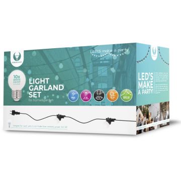 Forever Light Ghirlanda luminoasa decorativa exterior Forever Light 12m cu 10 becuri LED E27, G45 Alb IP65
