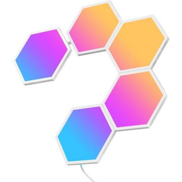 Govee Kit panouri luminoase LED Govee Govee Glide Hexa RGBIC, Sincronizare muzica, Wifi, 5 panouri, Alexa , Google Asistant