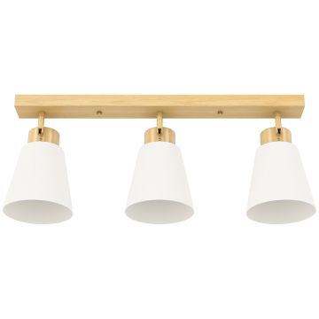 HOMCOM Candelabru de tavan cu 3 puncte de lumină reglabile la 90° și socluri E27, culoare lemn | Aosom Romania