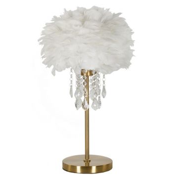 Lampa de masa Diamon, Mauro Ferretti, 1 x E27, 40W, 30x55 cm, fier/plastic, alb/auriu