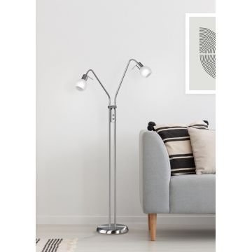 Lampadar Antibes, RL, 55x25x125 cm, 28W, 2x E14, metal, argintiu mat/alb