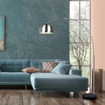Lampadar Argentina, TRIO, 38x172.5x200 cm, 60W, 1x E27, metal, argintiu mat/negru