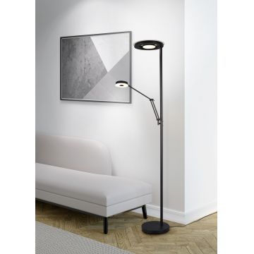 Lampadar Barrie, TRIO, 30x181 cm, 32W/6W, 2x SMD LED, metal, negru mat