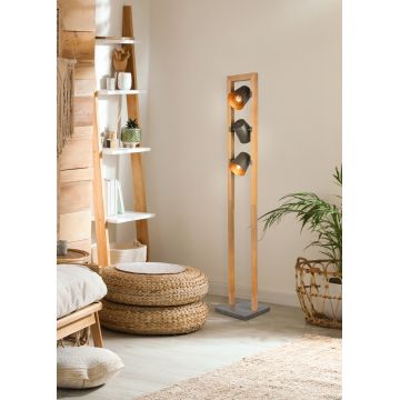 Lampadar Bell, TRIO, 25x25x150 cm, 25W, 3x E14, metal, gri/natur