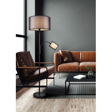 Lampadar Burton, TRIO, 45x170 cm, 60W/40W, 1x E27, 1x E14, metal, negru mat