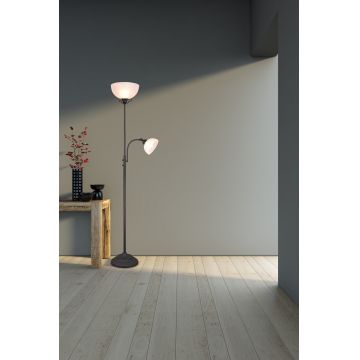 Lampadar Country, RL, 30x184 cm, 100W/40W, 1x E27, 1x E14, metal, negru/alb