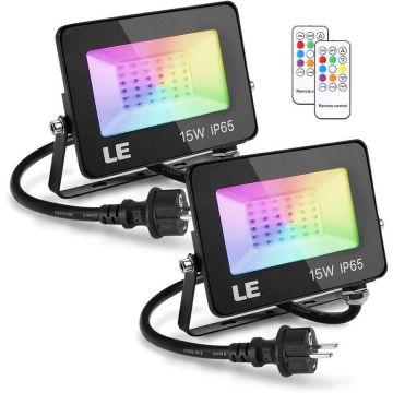 Lepro Set 2 proiectoare de podea LED RGB Lepro, Telecomanda , 15W, IP65 waterproof