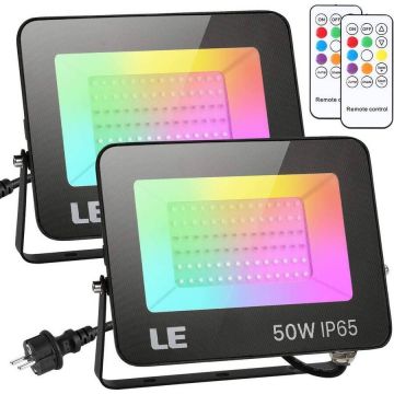 Lepro Set 2 proiectoare de podea LED RGB Lepro, Telecomanda , 50W, IP65 waterproof