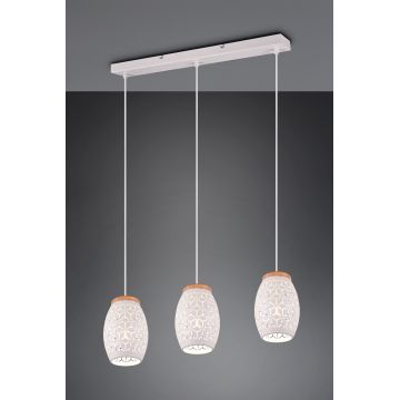 Lustra Bidar, RL, 71x15x150 cm, 28W, 3x E27, metal, alb mat/natur