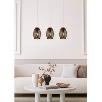 Lustra Bidar, RL, 71x15x150 cm, 28W, 3x E27, metal, negru/natur