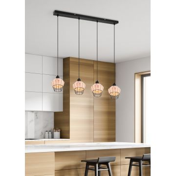 Lustra Borka, RL, 95x17.5x150 cm, 40W, 4x E27, ratan, natur/negru