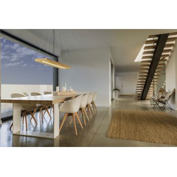 Lustra Brad, TRIO, 100x20x150 cm, 27W, 1x SMD LED, lemn, natur/gri