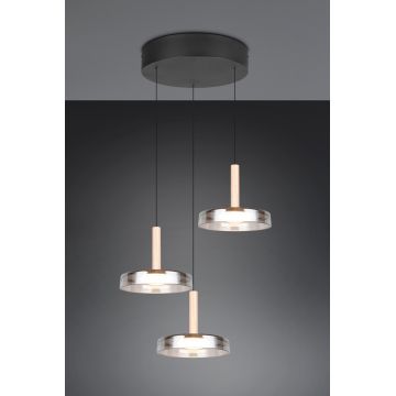 Lustra Celeste, TRIO, 35x200 cm, 7W, 3x SMD LED, metal, negru/gri