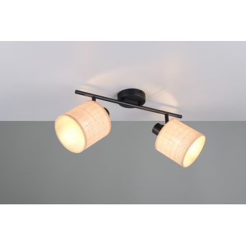 Plafoniera Aimee, RL, 42.5x13x25 cm, 10W, 2x E14, metal, negru mat/bej