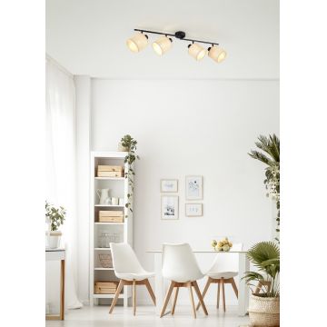Plafoniera Aimee, RL, 87.5x13x25 cm, 10W, 4x E14, metal, negru mat/bej