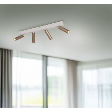 Plafoniera Ambala, TRIO, 65x4x17.5 cm, 5.5W, 4x SMD, metal, alb/aramiu