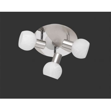Plafoniera Antibes, RL, 22x17 cm, 28W, 3x E14, metal, argintiu mat/alb