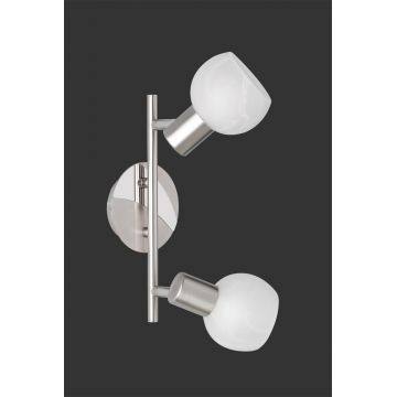 Plafoniera Antibes, RL, 27.5x11x20 cm, 28W, 2x E14, metal, argintiu mat/alb