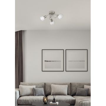 Plafoniera Antibes, RL, 47x20 cm, 28W, 3x E14, metal, argintiu mat/alb