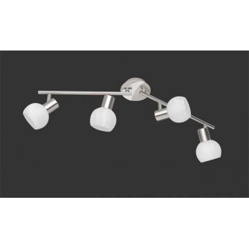 Plafoniera Antibes, RL, 69.5x11x20 cm, 28W, 4x E14, metal, argintiu mat/alb