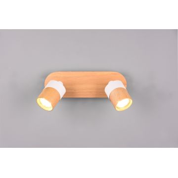 Plafoniera Aruni, TRIO, 28x9x15 cm, 10W, 2x GU10, lemn, natur/alb