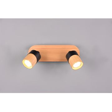 Plafoniera Aruni, TRIO, 28x9x15 cm, 10W, 2x GU10, lemn, natur/negru