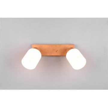 Plafoniera Assam, RL, 30x10x21 cm, 25W, 2x E14, lemn, natur/alb