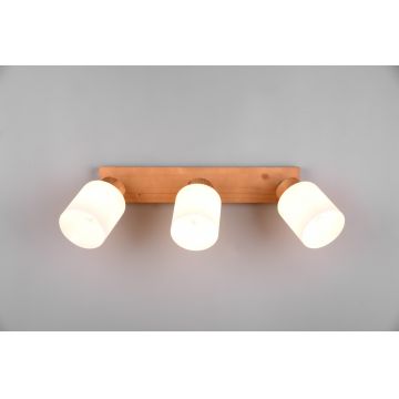 Plafoniera Assam, RL, 45x10x21 cm, 25W, 3x E14, lemn, natur/alb