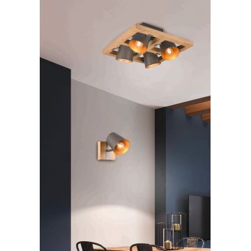 Plafoniera Bell, TRIO, 39x39x19.8 cm, 25W, 4x E14, metal, gri/natur