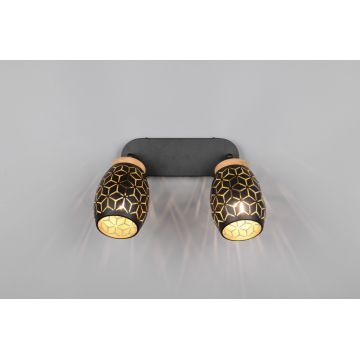 Plafoniera Bidar, RL, 28x12x27 cm, 10W, 2x E14, metal, negru/natur