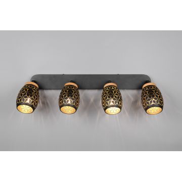 Plafoniera Bidar, RL, 74x12x27 cm, 10W, 4x E14, metal, negru/natur