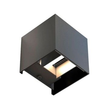 Resigilat Aplica Exterior Techstar® LED Light CUBE , Putere 6W, A+, Rezistenta la Apa si Praf, Alb Rece, 6000K, Aluminiu, Negru