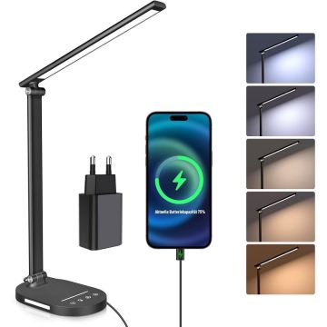 Rovo Lampa de birou LED Rovo 5503, lumina veghe, 5 moduri de lumina, 4 intensitati, 6W, control Touch, USB