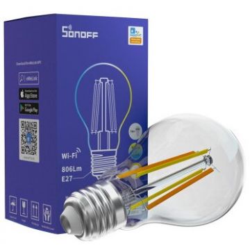 SONOFF Bec Smart Sonoff cu Filament B02-F-A60, 7W, 806 LM, Dimmer, Control aplicatie