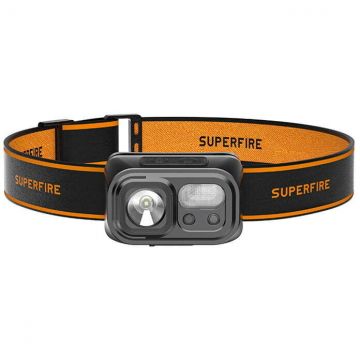 Supfire Lanterna LED pentru cap Superfire HL23, 220lm, 120m, 800mAh, Lumina rosie, incarcare USB-C, control miscare